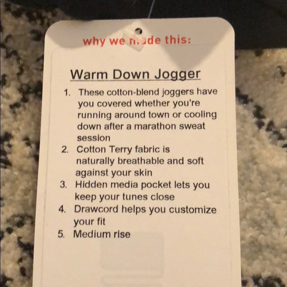 BNWT Lululemon Warm Down Joggers